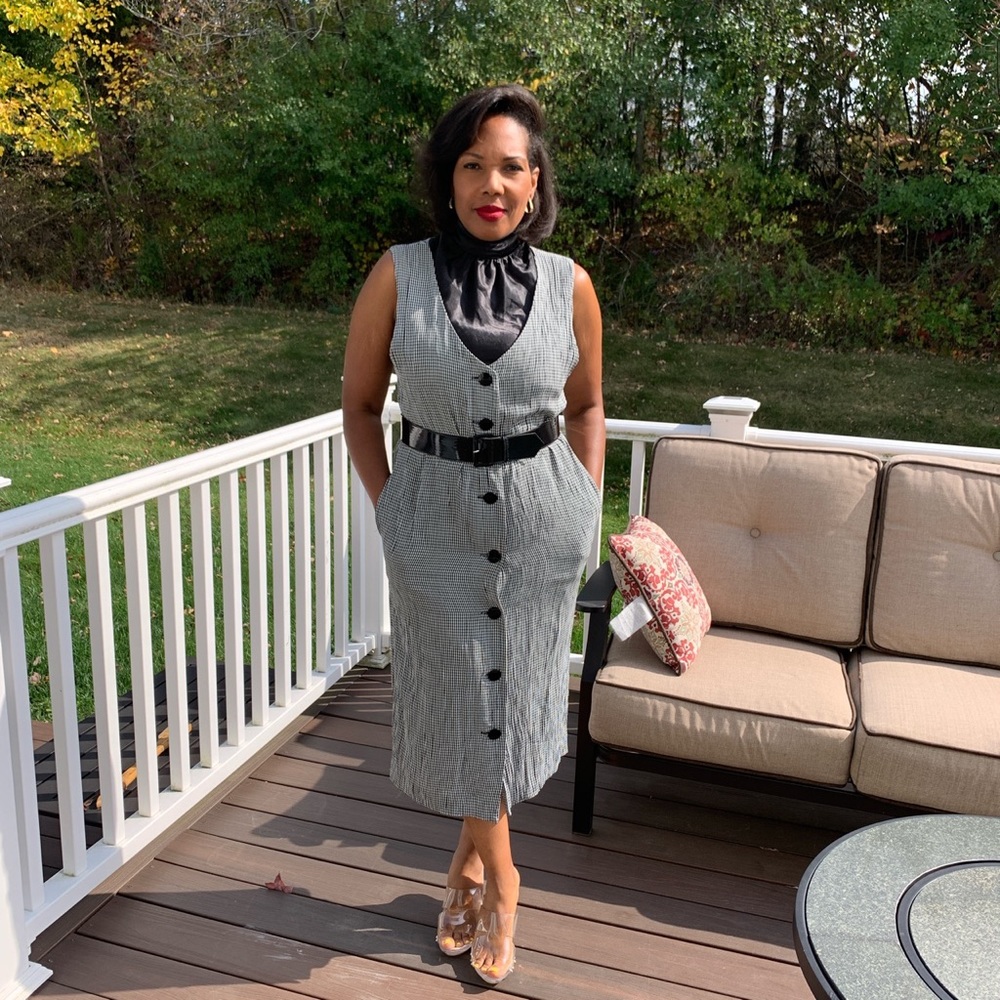 Vintage Gingham Dress ⬛️⬜️
